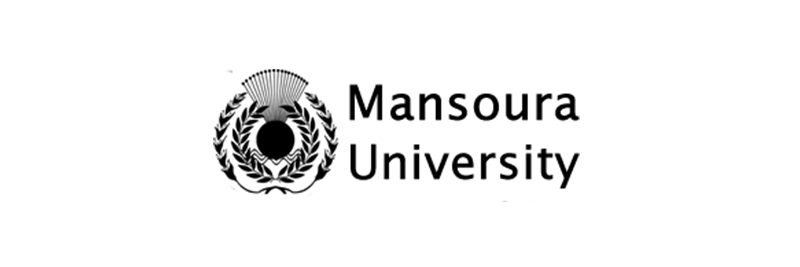 logo of Mansoura University in black